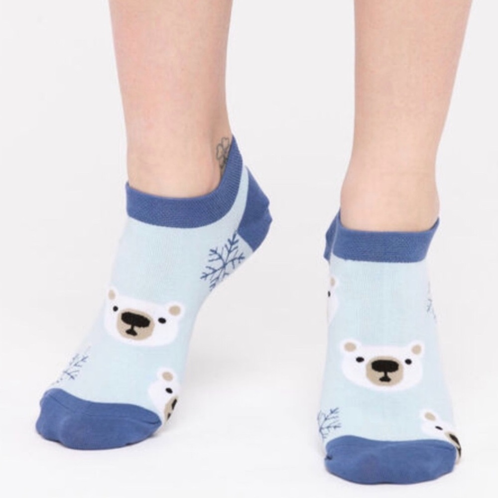 Polar Bear Ankle Socks Blue White NWT